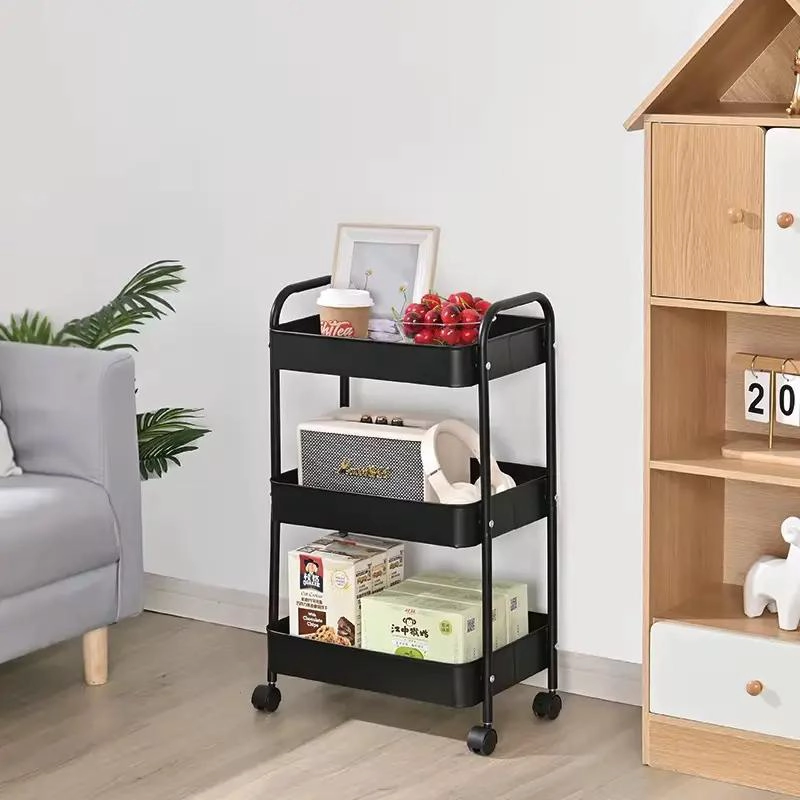 CARRITO ORGANIZADOR DE 3 NIVELES CON RUEDAS Y ASAS COLOR NEGRO - 3