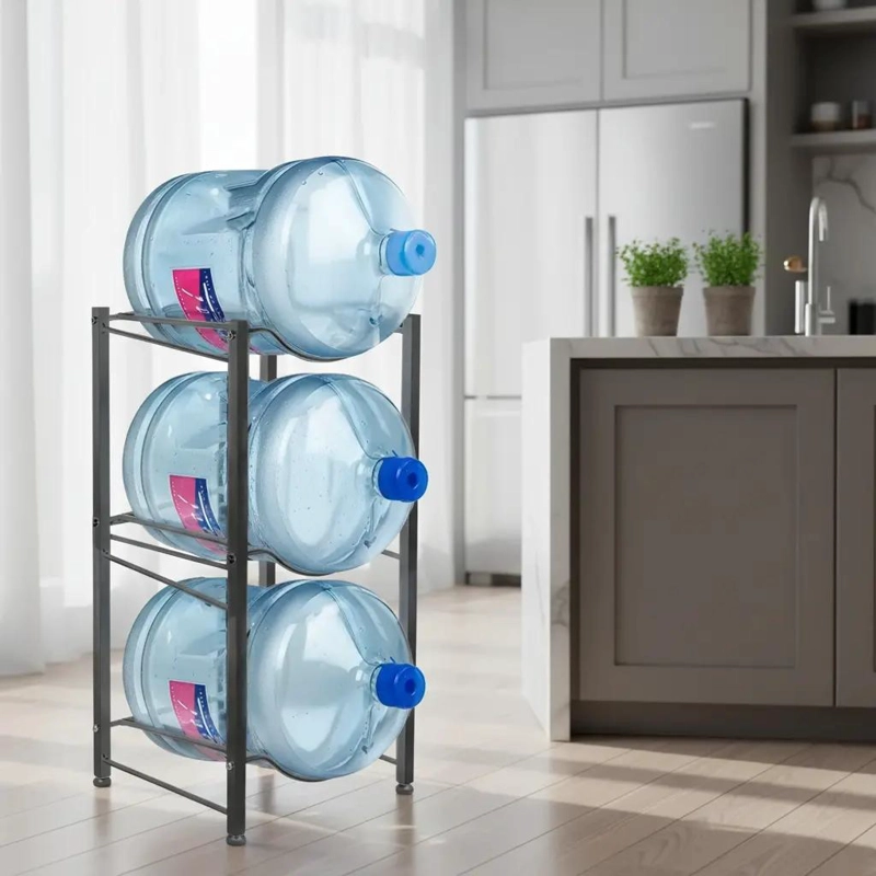 ESTANTE ORGANIZADOR PARA 3 BOTELLONES DE AGUA DE 20 LITROS COLOR NEGRO - 1