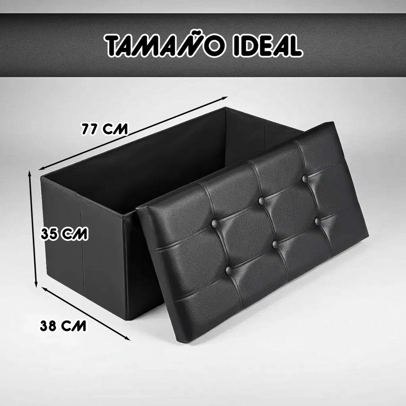BANQUETA PUFF BAUL CON ESPACIO ORGANIZADOR PARA ALMACENAMIENTO COMODO - 2