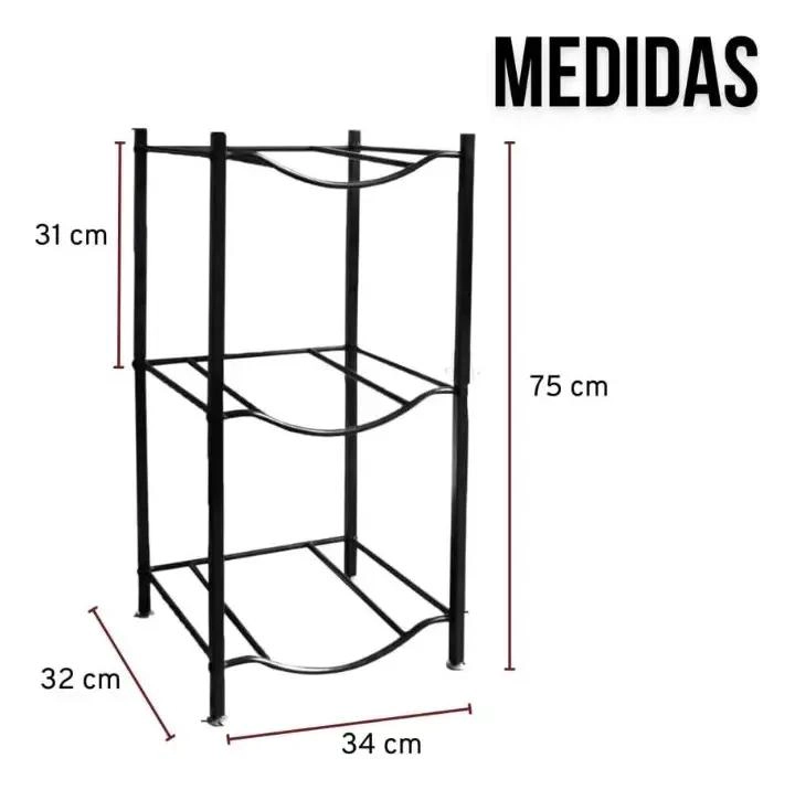 ESTANTE ORGANIZADOR PARA 3 BOTELLONES DE AGUA DE 20 LITROS COLOR NEGRO - 4
