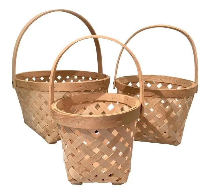 SET DE 3 CESTAS DE FIBRAS NATURALES PARA MACETEROS Y DECORACION - 1