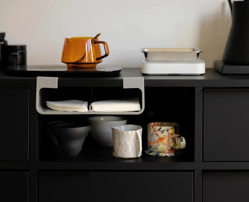 ORGANIZADOR DE ALACENA CON COMPARTIMENTOS AJUSTABLES COLOR GRIS - 4