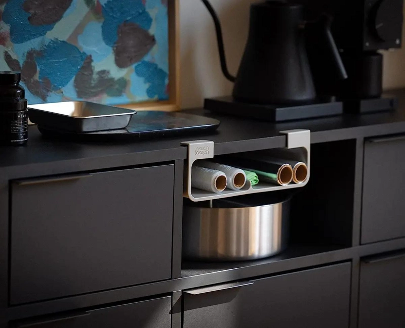 ORGANIZADOR DE ALACENA CON COMPARTIMENTOS AJUSTABLES COLOR GRIS - 5