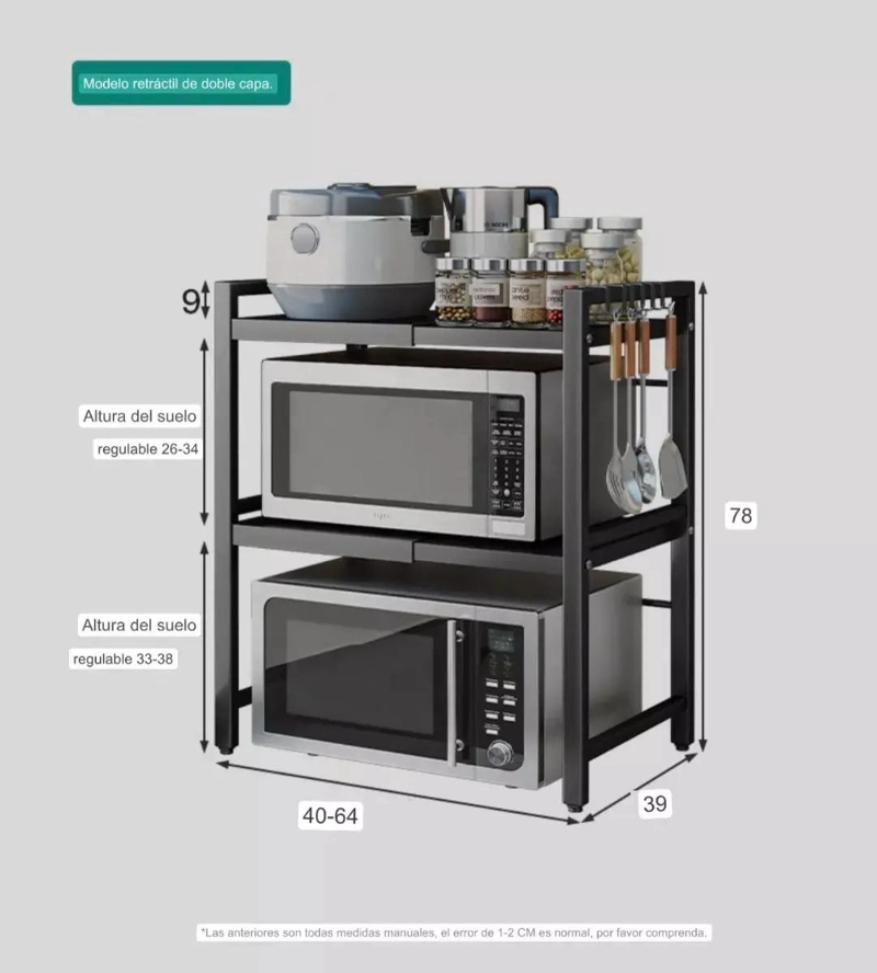 ESTANTE REPISA EXTENSIBLE PARA HORNO MICROONDAS Y ORGANIZADOR DE COCINA - 3