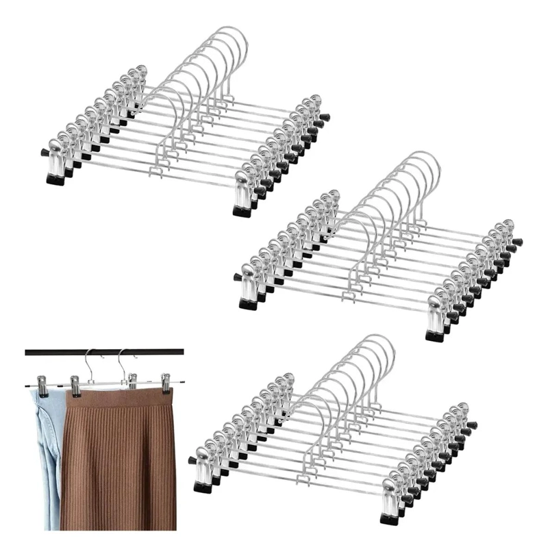 SET DE 30 GANCHOS METALICOS CON PINZAS PARA PANTALONES Y ROPA - 1