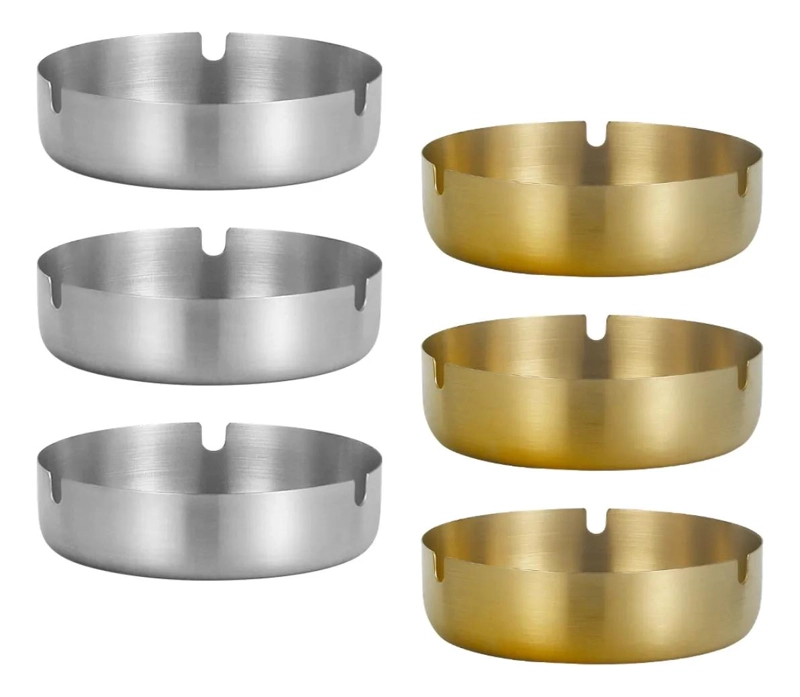 SET DE 6 CENICEROS DE ACERO INOXIDABLE PARA BARES Y RESTAURANTES - 1