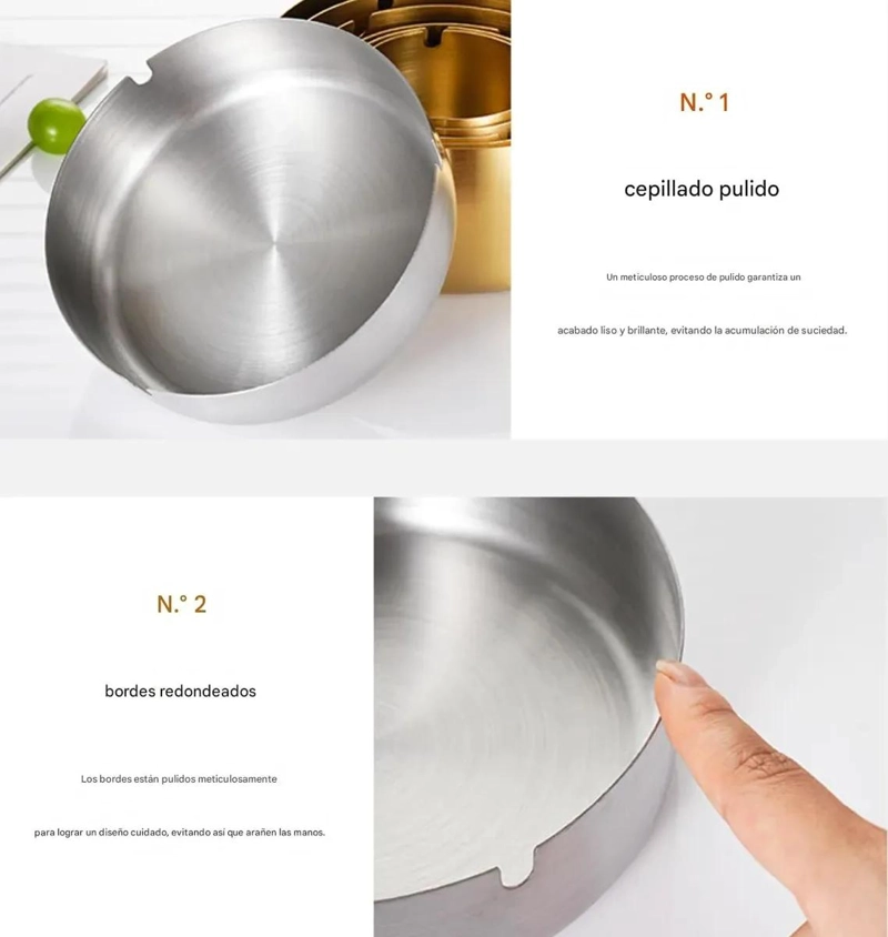 SET DE 6 CENICEROS DE ACERO INOXIDABLE PARA BARES Y RESTAURANTES - 3