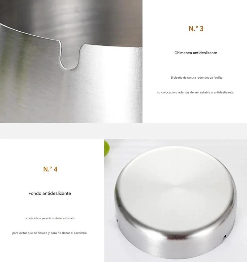 SET DE 6 CENICEROS DE ACERO INOXIDABLE PARA BARES Y RESTAURANTES - 4
