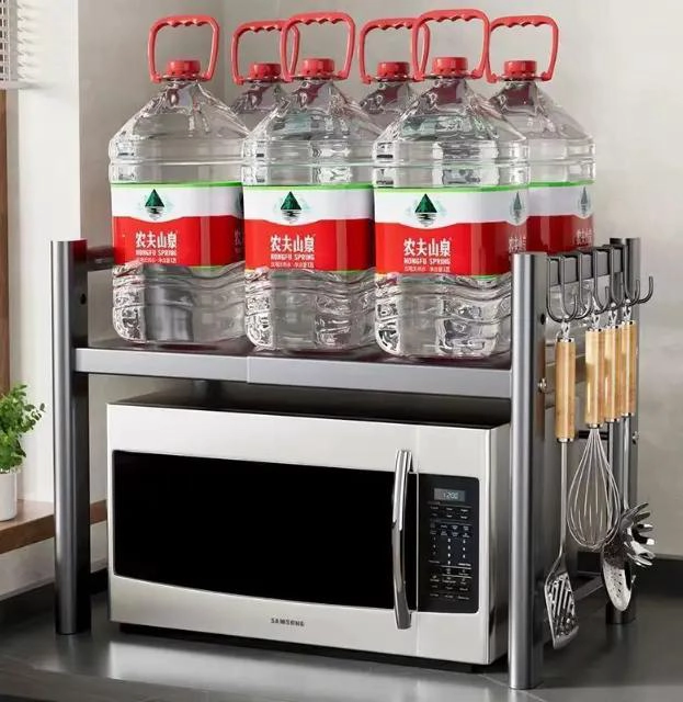 ORGANIZADOR EXTENSIBLE PARA HORNO MICROONDAS CON GANCHOS Y RACK - 3