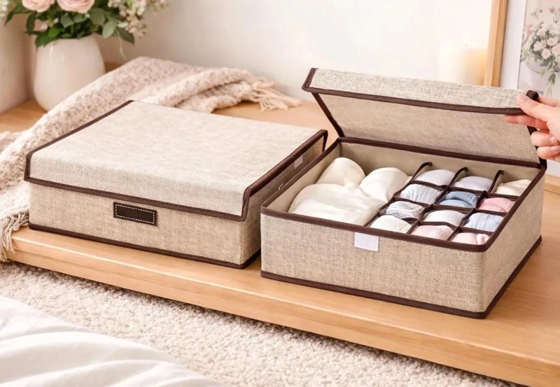 CAJA ORGANIZADORA BEIGE PARA ROPA Y ACCESORIOS DE BEBE - 2