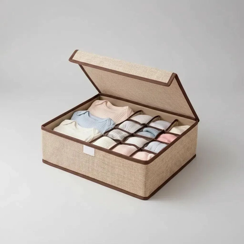 CAJA ORGANIZADORA BEIGE PARA ROPA Y ACCESORIOS DE BEBE - 5