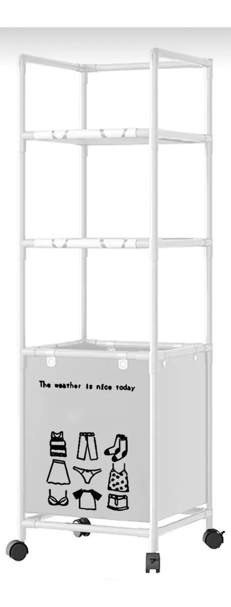 CANASTO PARA ROPA SUCIA CON RACK ORGANIZADOR DE 130 CM - 1