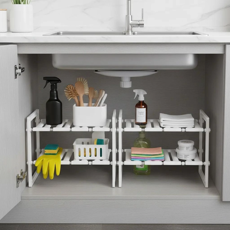PACK DE 2 ESTANTES AJUSTABLES PARA ORGANIZAR OLLAS Y UTENSILIOS - 2