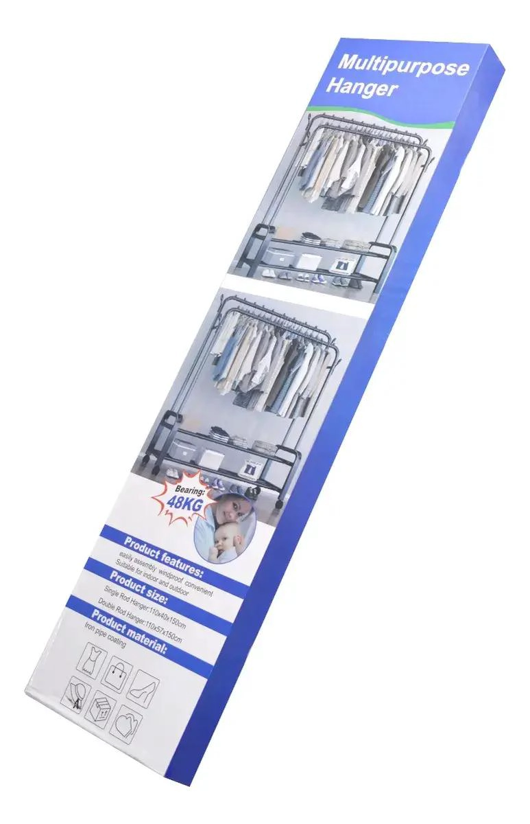 PERCHERO ORGANIZADOR COLGANTE DOBLE NEGRO PARA ROPA - 4