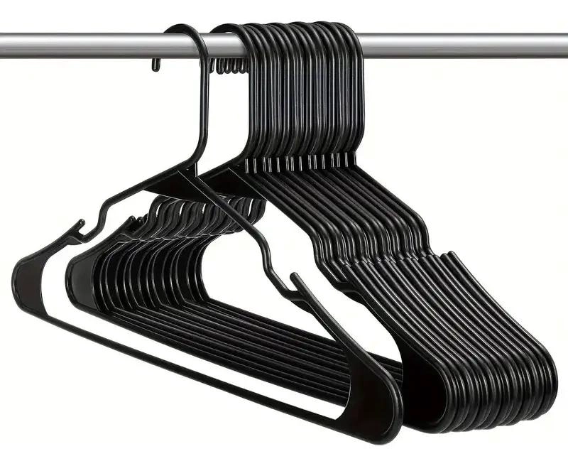 SET DE 80 COLGADORES DE ROPA DE PLASTICO NEGRO PARA ARMARIO - 2