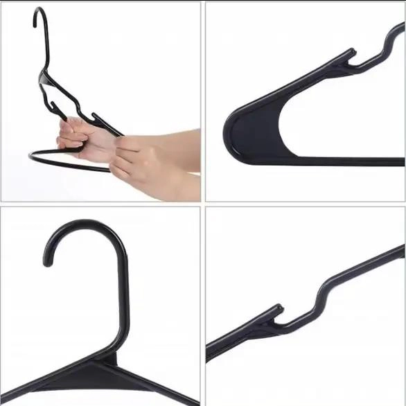 SET DE 80 COLGADORES DE ROPA DE PLASTICO NEGRO PARA ARMARIO - 4