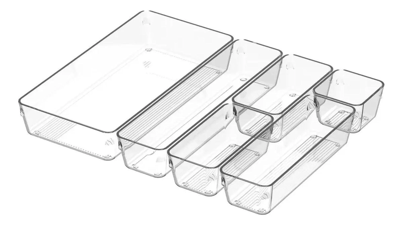 SET DE 6 ORGANIZADORES TRANSPARENTES PARA CAJONES Y ESPACIOS - 2