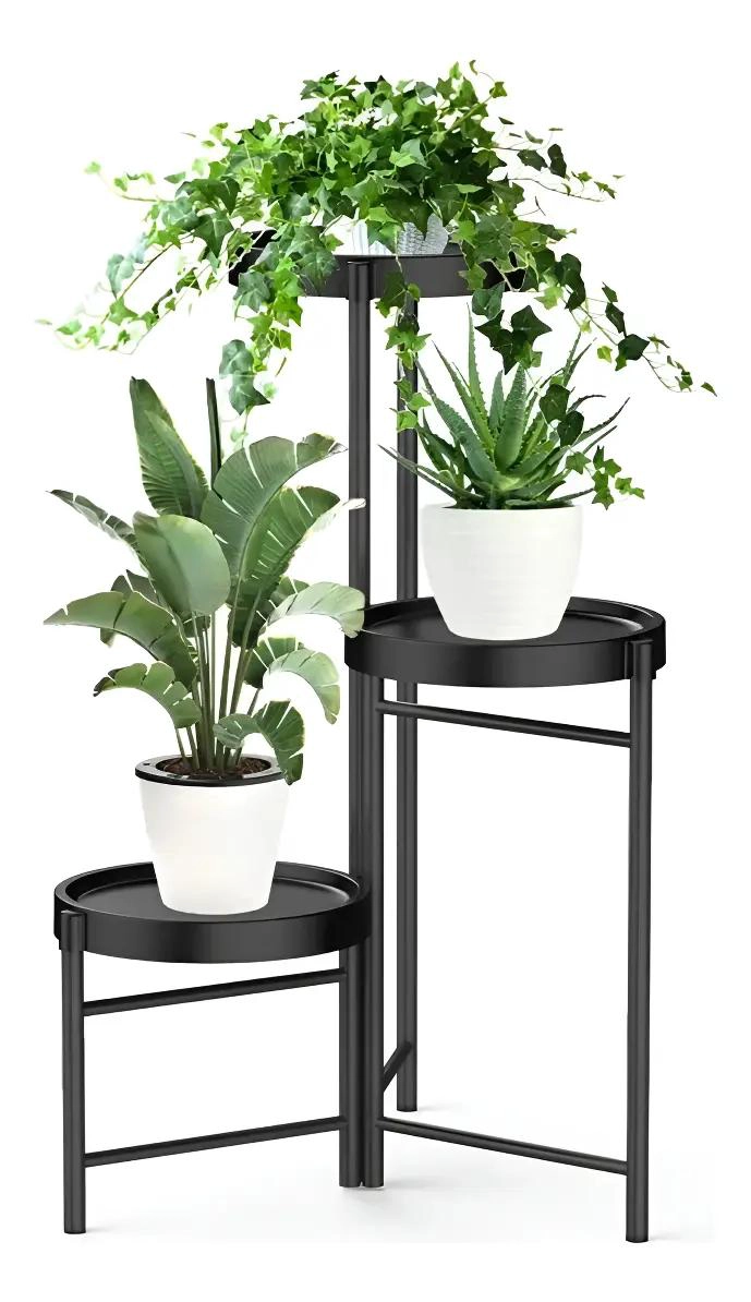 SET ORGANIZADOR METALICO CON 3 PEDESTALES Y PORTA MACETERO DESMONTABLE - 2