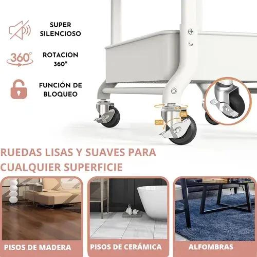 CARRO METALICO PLEGABLE CON RUEDAS Y TRES NIVELES DE ALMACENAMIENTO - 3