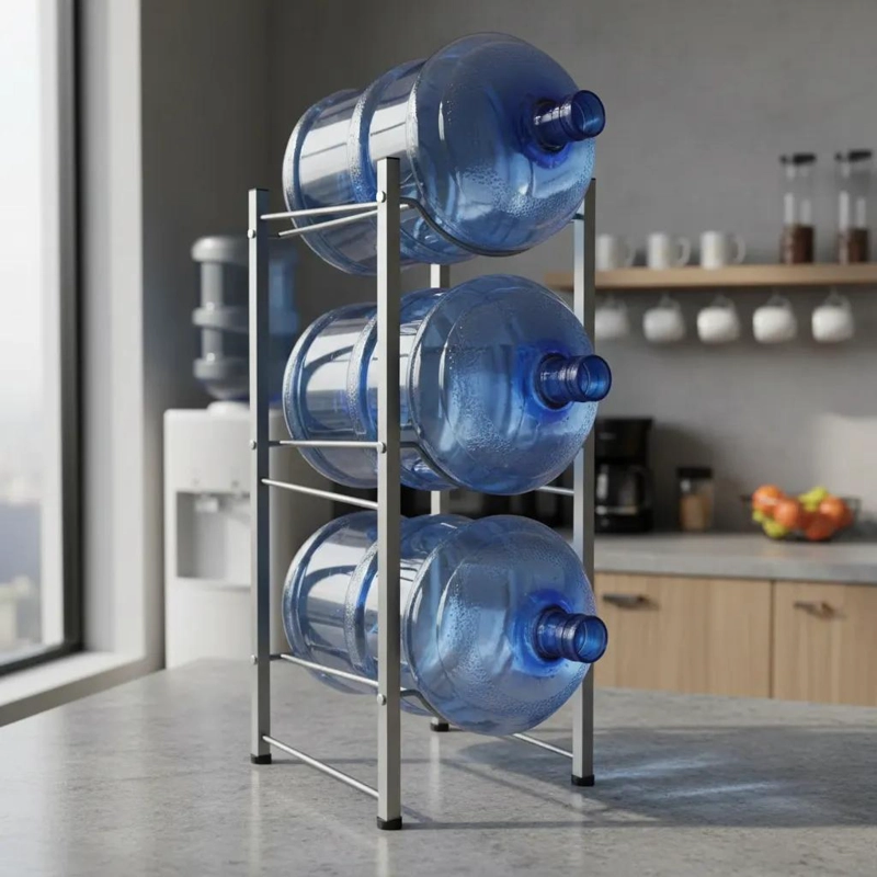 ESTANTE ORGANIZADOR PARA 3 BOTELLONES DE AGUA RESISTENTE Y FUNCIONAL - 2