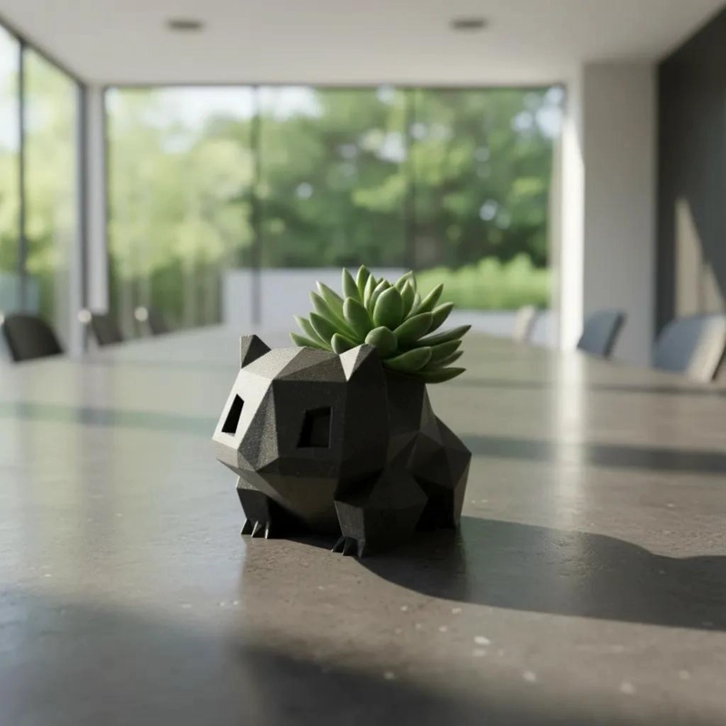 FIGURA DECORATIVA BULBASAUR MACETERO PARA ESCRITORIO EN DISEÑO 3D - 2
