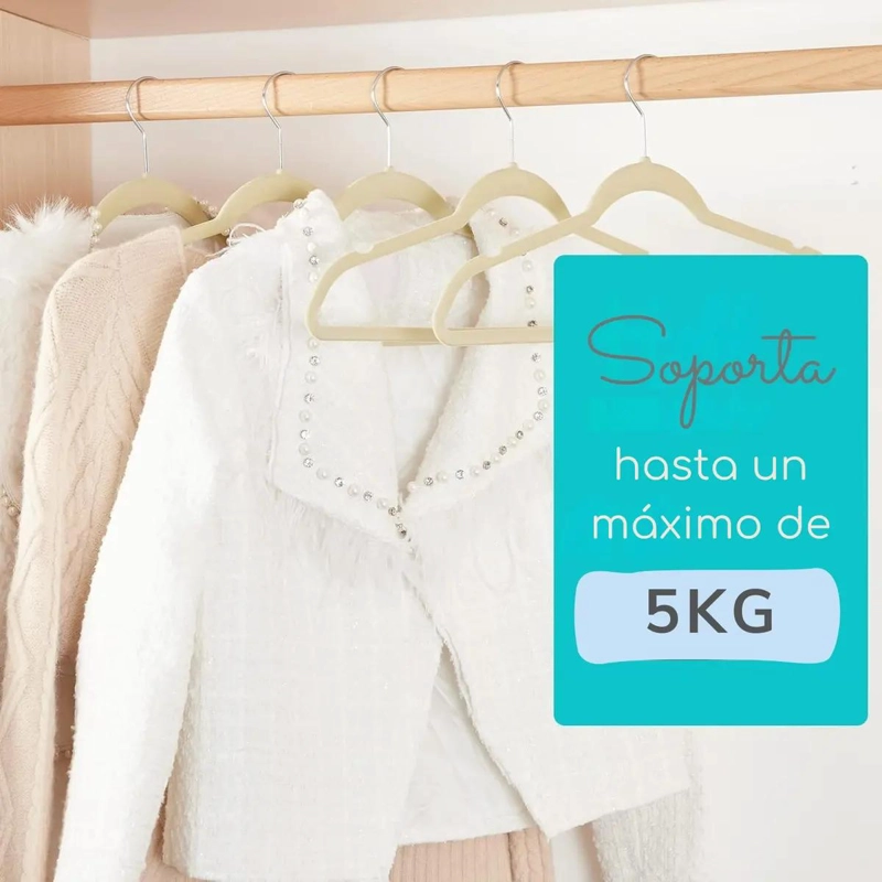 SET DE 50 COLGADORES CON GANCHO PARA ROPA ANTIDESLIZANTES DE FELPA - 4