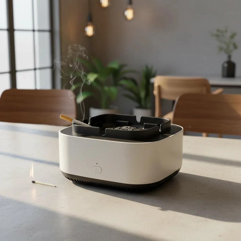 CENICERO CON PURIFICADOR DE AIRE SIN HUMO Y CARGA USB INTEGRADA - 1
