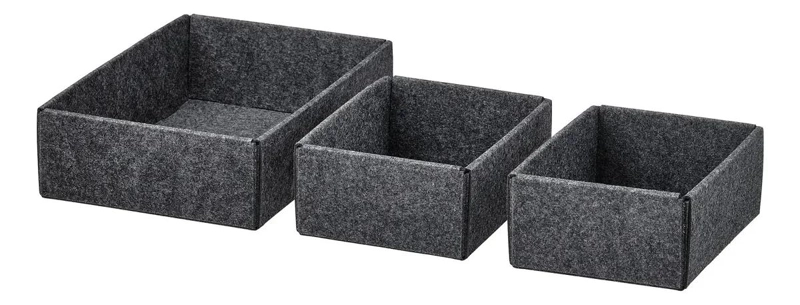 SET DE 3 CAJAS ORGANIZADORAS PARA CAJON DE COCINA EN POLIE STER GRIS - 1