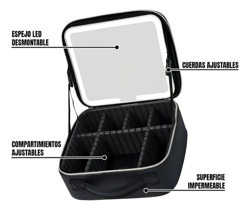 CAJA ORGANIZADORA PARA COSME TICOS CON ESPEJO Y COMPARTIMENTOS - 4