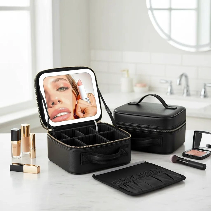CAJA ORGANIZADORA PARA COSME TICOS CON ESPEJO Y COMPARTIMENTOS - 5