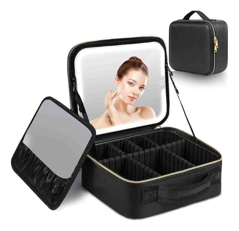 ESTUCHE ORGANIZADOR DE MAQUILLAJE CON ESPEJO LED PARA VIAJE - 3