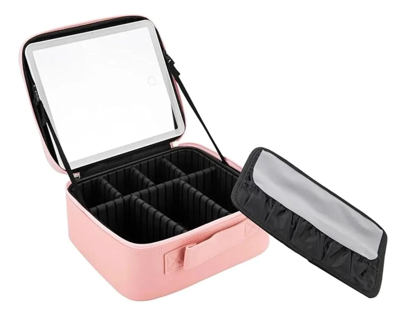 ESTUCHE DE MAQUILLAJE CON ESPEJO Y LUZ LED PORTATIL PARA USO PRACTICO - 1