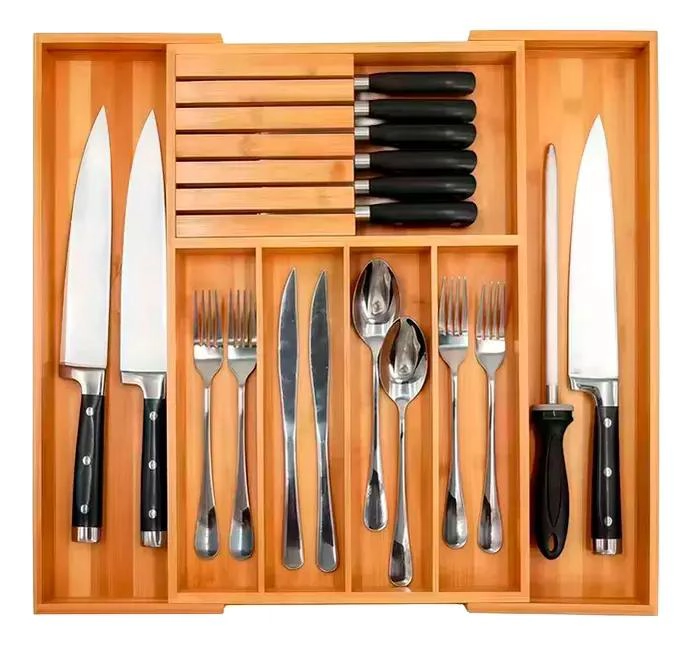 ORGANIZADOR PARA CUBIERTOS DE BAMBU PARA GABINETE Y SERVICIO - 1