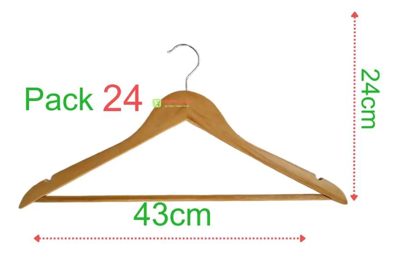 SET DE 24 COLGADORES DE MADERA PARA CAMISAS Y PANTALONES DE 43 CM - 2