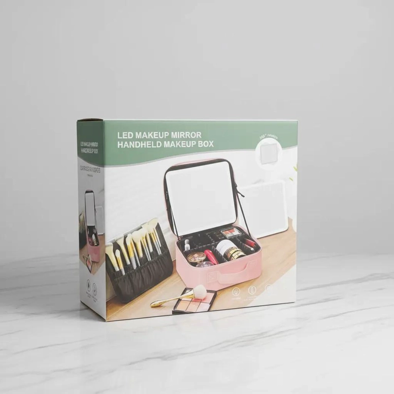 ORGANIZADOR DE MAQUILLAJE PORTATIL CON ESPEJO Y LUZ LED REGULABLE - 5