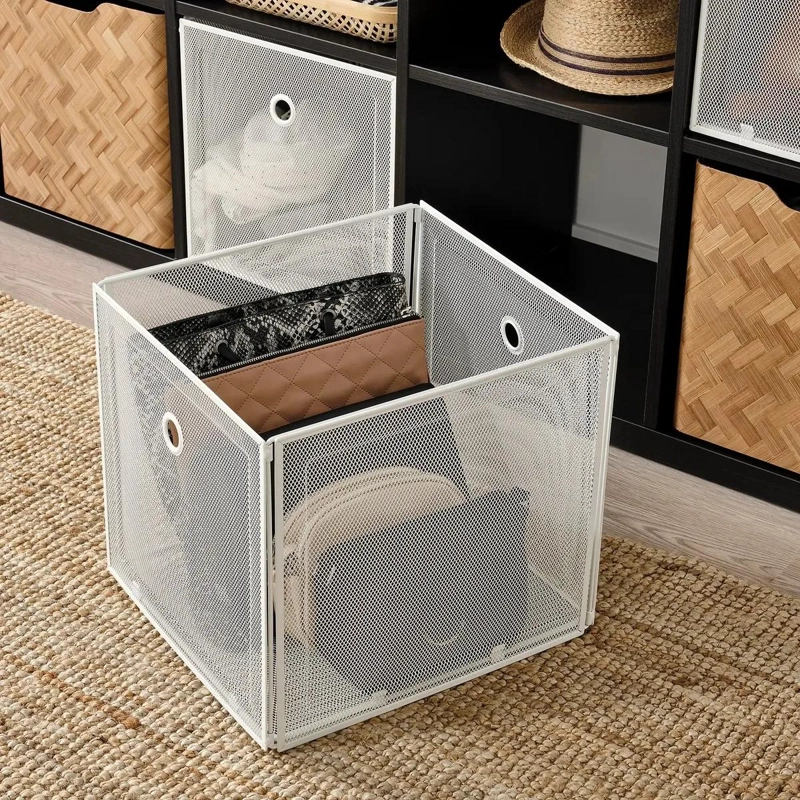 CAJA ORGANIZADORA METALICA CON MALLA BLANCA 33X37X33 CM - 4