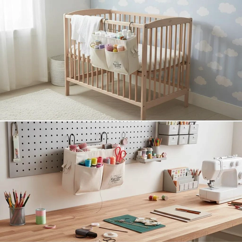 ORGANIZADOR COLGANTE PARA CAMA CON MULTIPLES BOLSILLOS MULTIUSO - 3