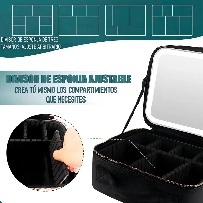 COSMETIQUERO CON ESPEJO Y LUZ LED PARA ORGANIZAR COSME TICOS Y ACCESORIOS - 5