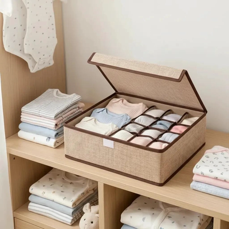 ORGANIZADOR PARA ROPA Y ACCESORIOS DE BEBE  EN COLOR BEIGE - 1