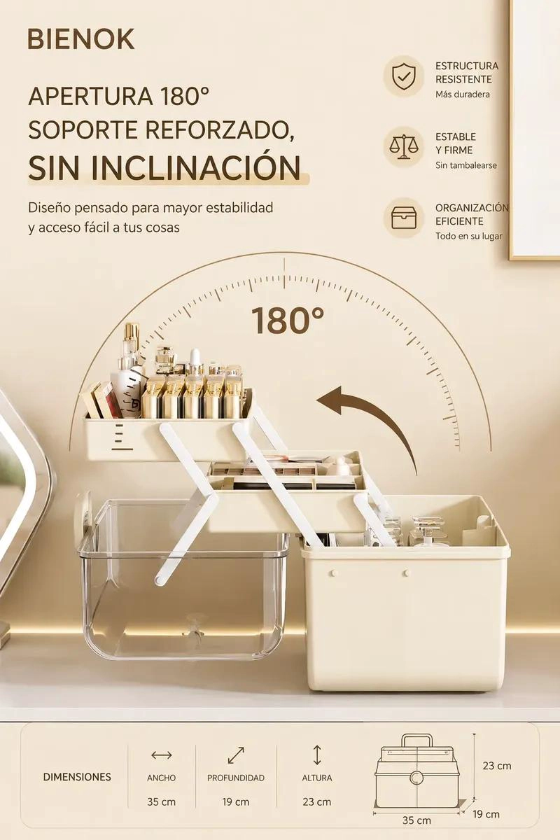 CAJA ORGANIZADORA PORTATIL PARA MAQUILLAJE Y COSME TICOS CON COMPARTIMENTOS - 2