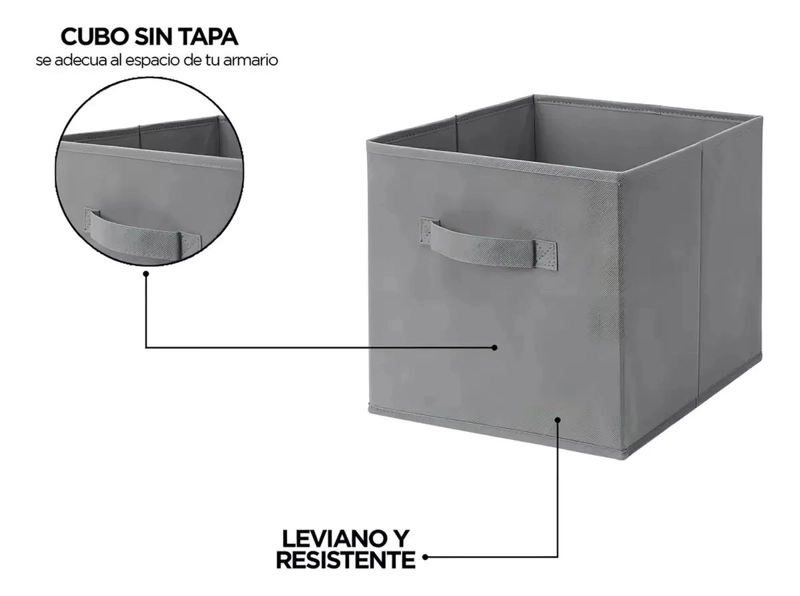 SET DE 6 CAJAS CUBO ORGANIZADORAS PLEGABLES PARA CLOSET Y ROPA - 4