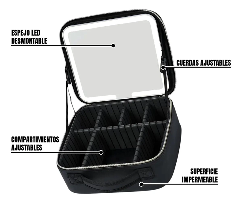 BOLSO GRANDE PARA MAQUILLAJE TIPO MALETA CON MULTIPLES COMPARTIMENTOS - 4