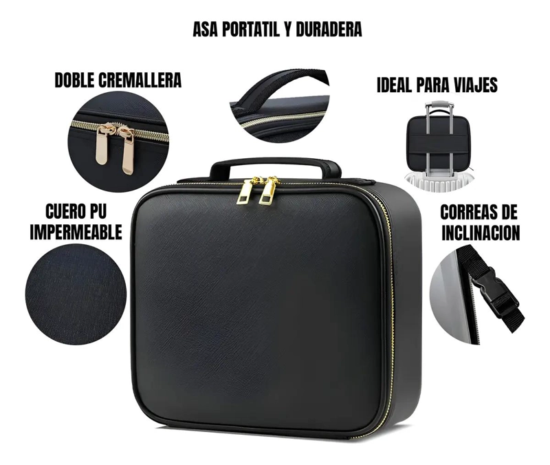 BOLSO GRANDE PARA MAQUILLAJE TIPO MALETA CON MULTIPLES COMPARTIMENTOS - 5