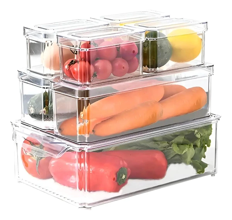 SET DE 7 CONTENEDORES TRANSPARENTES CON TAPA PARA REFRIGERADOR Y COCINA - 1