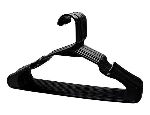 SET DE 50 COLGADORES DE ROPA DE PLASTICO NEGRO RESISTENTES Y DURADEROS - 1