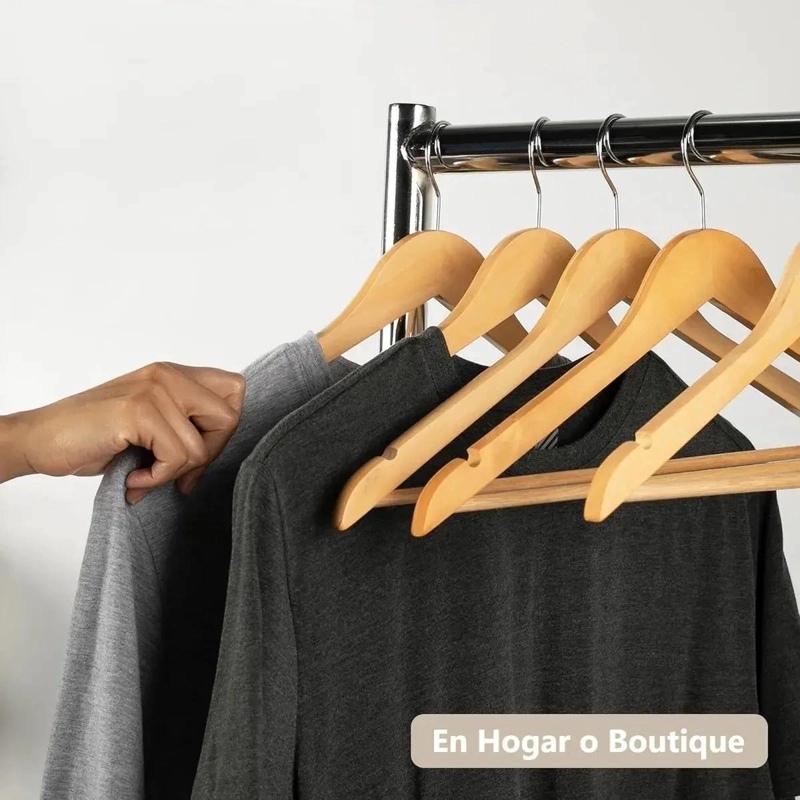 SET DE 15 COLGADORES DE ROPA ANTIDESLIZANTES DE BAMBU - 2