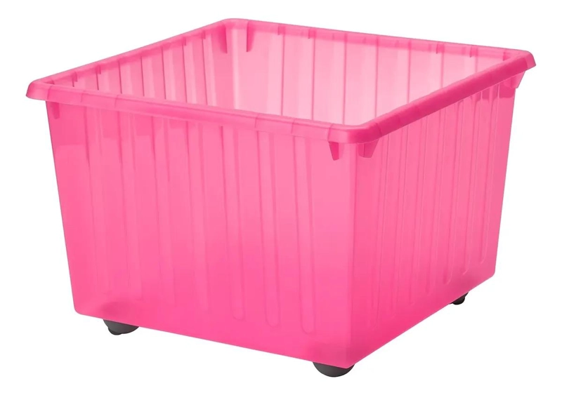 CAJA ORGANIZADORA INFANTIL CON RUEDAS 39X39 CM COLOR ROSADO - 1