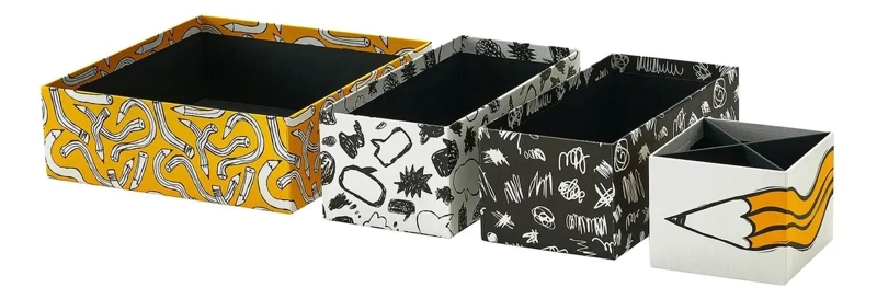 SET DE 4 CAJAS ORGANIZADORAS INFANTILES MULTICOLOR DE CARTON RESISTENTE - 1