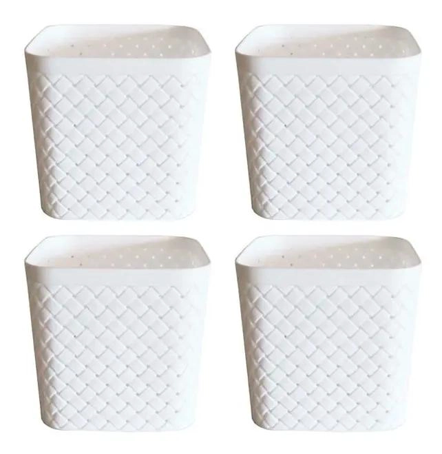 SET DE 4 CANASTOS ORGANIZADORES DE PLASTICO CON DISEÑO RATTAN - 3