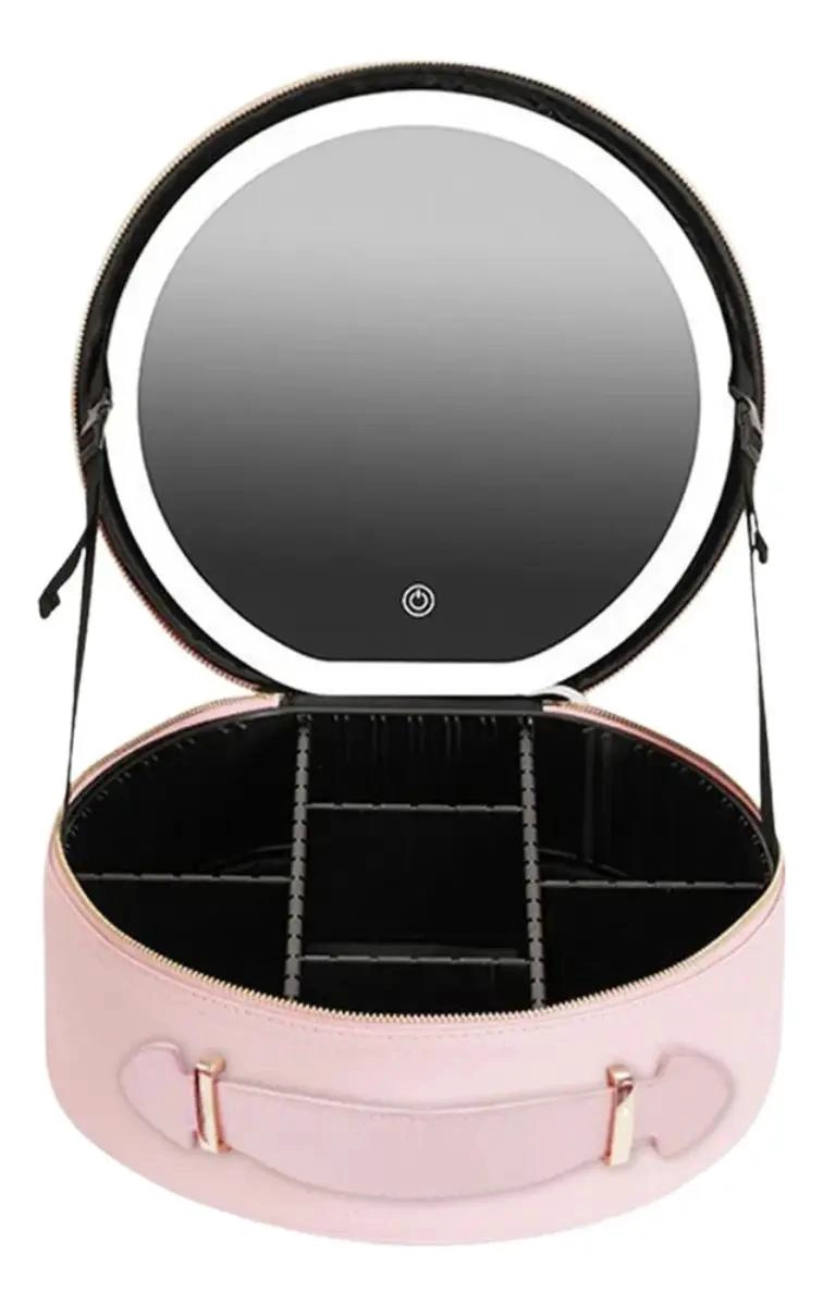 ESTUCHE DE MAQUILLAJE CON ESPEJO LED Y PORTA BROCHAS INTEGRADO - 1